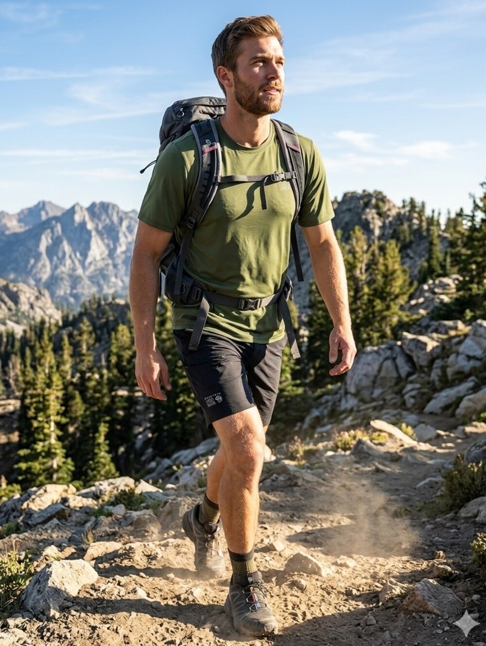 Mountain Hardwear Men's Olive Green Crew Neck Short Sleeve Tee